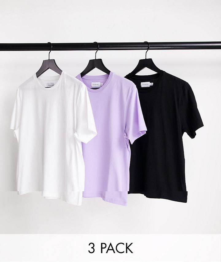 Topman 3 Pack Classic T-shirt White, Black And Lilac - Multi