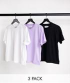 Topman 3 Pack Classic T-shirt White, Black And Lilac - Multi