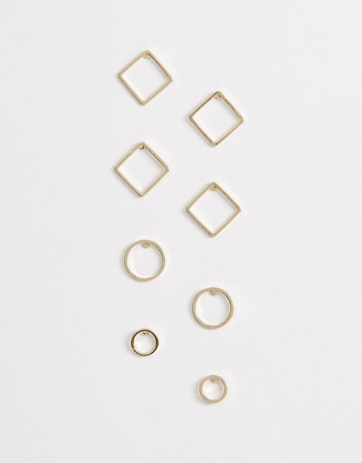 Nylon Rose Gold Geometric Earrings - Gold