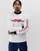 Asos Design Budweiser Relaxed Long Sleeve T-shirt With Contrast Turtleneck - White