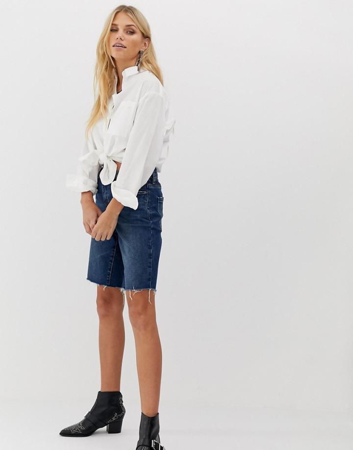 Blank Nyc Longline Raw Hem Short-blue