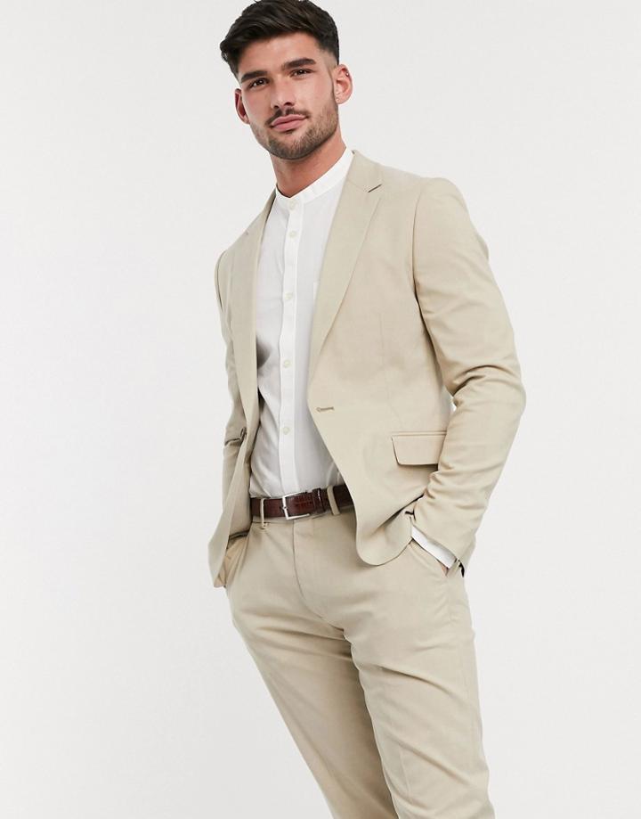 Asos Design Skinny Suit Jacket In Putty-neutral