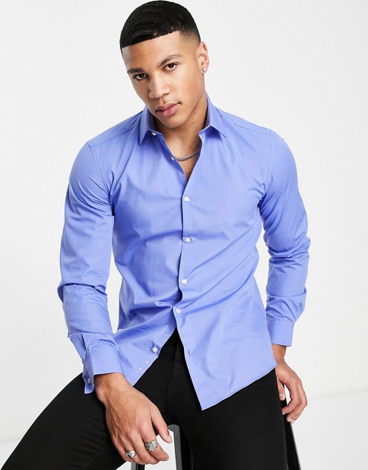 French Connection Slim Fit Plain Poplin Slim Fit Shirt-blue
