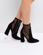 Public Desire Mesh Heeled Ankle Boots - Black