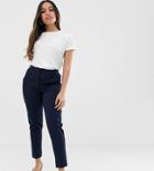 Y.a.s Petite Tailored Pants With Elasticated Waist In Navy