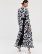 Unique21 Neon Leopard Tie Waist Maxi Dress - Multi