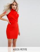 Asos Petite Ribbed Cold Shoulder Bodycon Mini Dress - Red