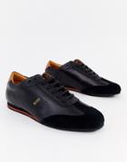 Boss Lighter Lowp Suede Leather Mix Sneakers In Black - Black