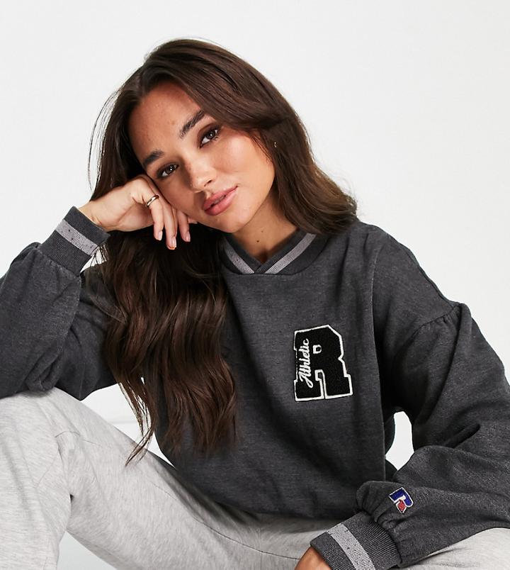 Russell Athletic Crewneck Brushed Fleece Sweatshirt In Black