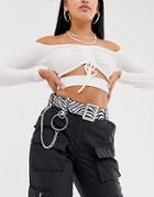 Asos Design Chain And Ring Waist And Hip Belt In Zebra Print - Multi