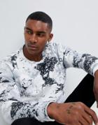 Hugo Dnowcam Cracked Marble Print Crew Neck Sweat - White