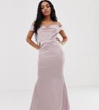 Missguided Petite Maxi Dress With Train In Blush Pink - Pink