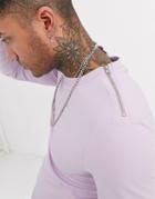 Asos Design Muscle Sweatshirt In Lilac With Silver Neck Zips-purple