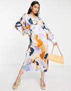 River Island Batwing Midi Dress In Blue