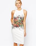 Closet Knee Length Pencil Dress With Statement Floral Print