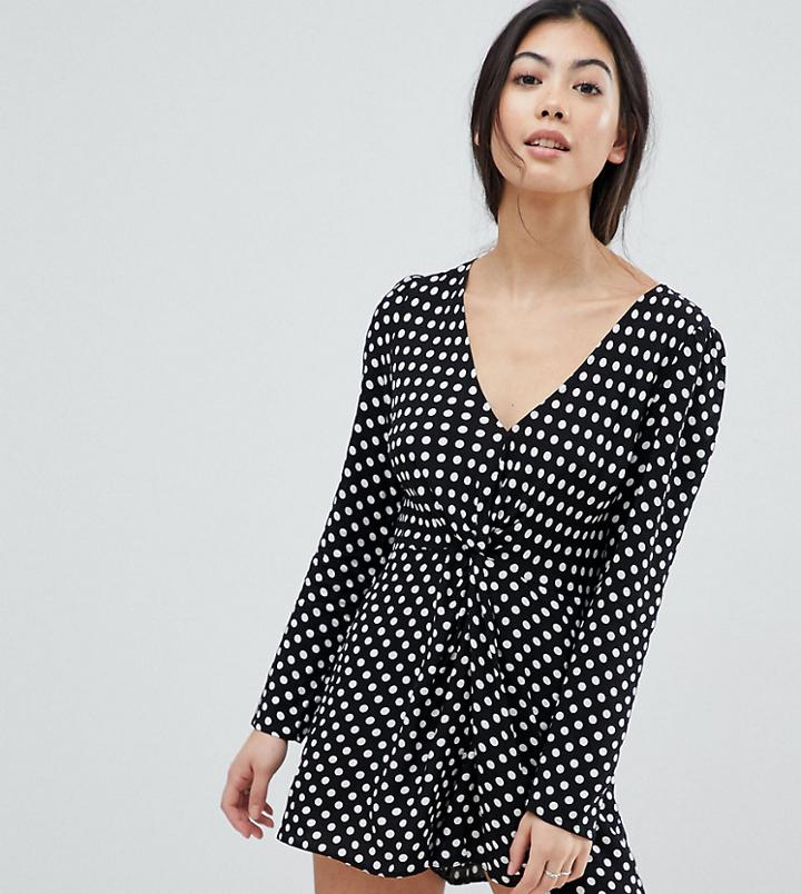 Miss Selfridge Petite Polka Dot Romper-multi