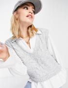 River Island Chunky Poplin Hybrid Vest In Light Gray