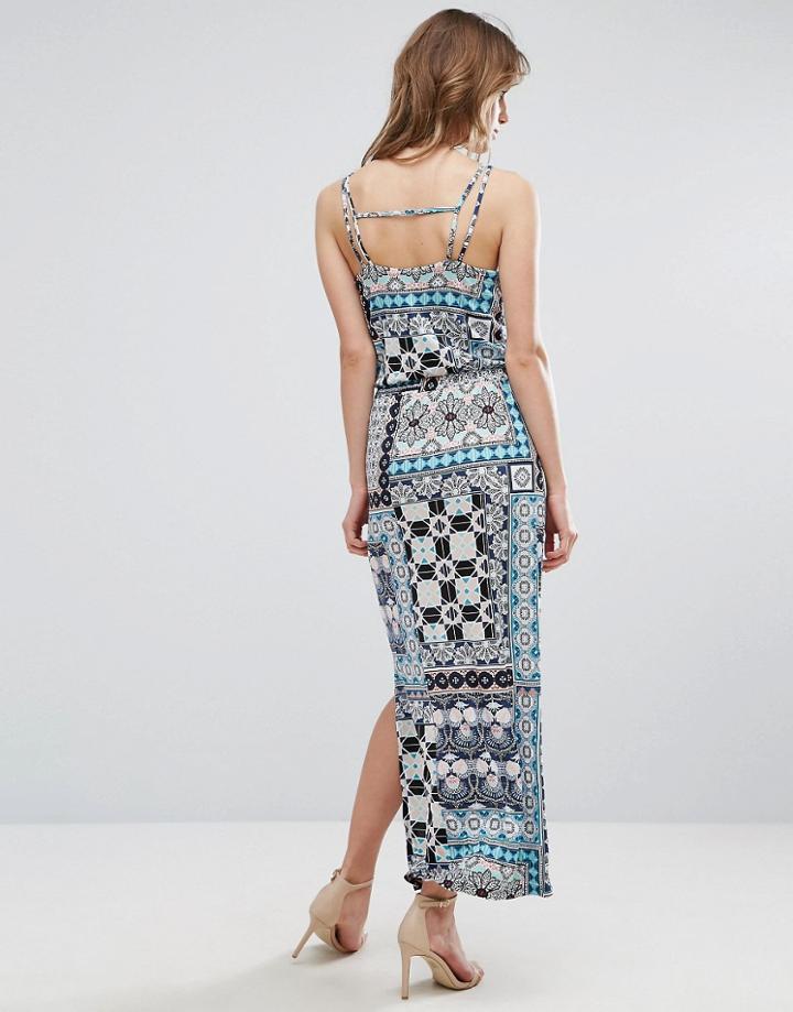Warehouse Prairie Print Patchwork Maxi Dress - Multi