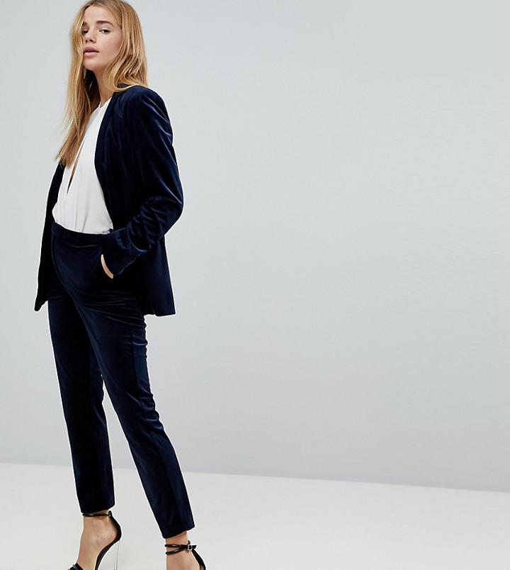 Miss Selfridge Velvet Tailored Pants-navy