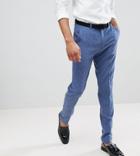Asos Design Tall Wedding Skinny Suit Pants In Provence Blue Cross Hatch - Blue