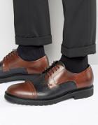 Hugo Boss Grain Contrast Toe Cap Derby Shoes - Brown