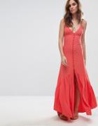 Flynn Skye Button Up Midi Dress - Orange