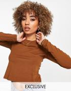 Na-kd Round Neck Long Sleeve Top In Red
