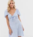 Stradivarius Off-shoulder Dress In Blue