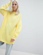 Asos Oversized Sweater In Ripple Stitch - Yellow