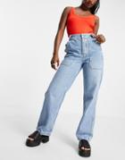 Topshop Cargo Kort Jean In Bleach-blues