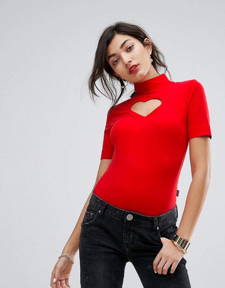 Love Moschino Cyberlove High Neck T-shirt - Red