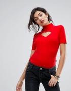 Love Moschino Cyberlove High Neck T-shirt - Red