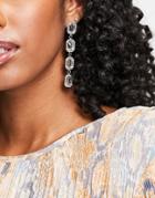 Asos Design Earrings With Jewel Drop In Silver Tone