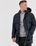 French Connection Longline Padded Hooded Parka-navy