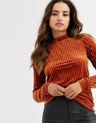 Y.a.s High Neck Velvet Ribbed Top