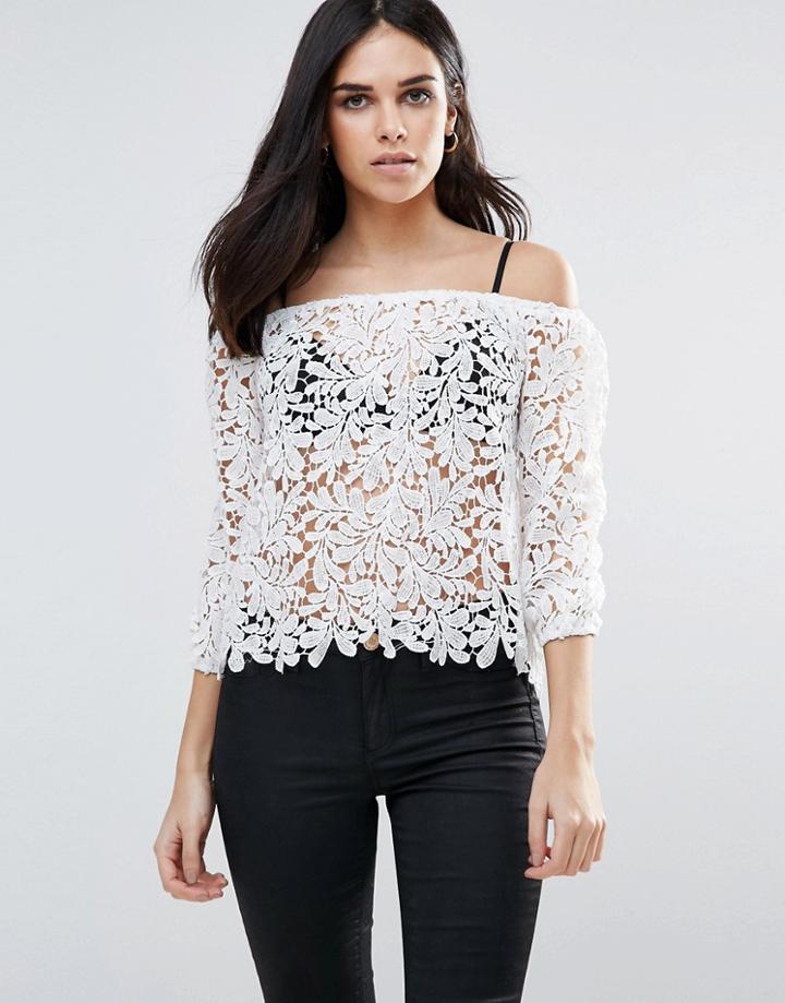 Parisian Crochet Off Shoulder Top - White