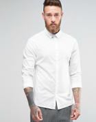 Hoxton Shirt Company Slim Smart Shirt In Stretch Poplin - White