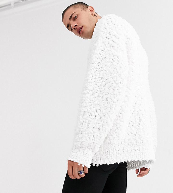 Heart & Dagger Fluffy Sweater In Off White-gray