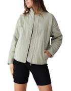 Cotton: On Check Print Jacket In Sage Green