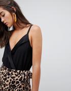 New Look Wrap Cami Body In Black - Black