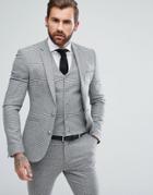 Asos Super Skinny Suit Jacket In Gray Houndstooth - Gray