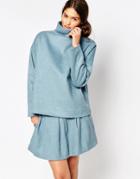 Ganni Inglewood Blue Wool Mix Top - Citadel
