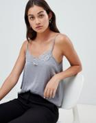 Jdy Lace Trim Cami Top In Gray