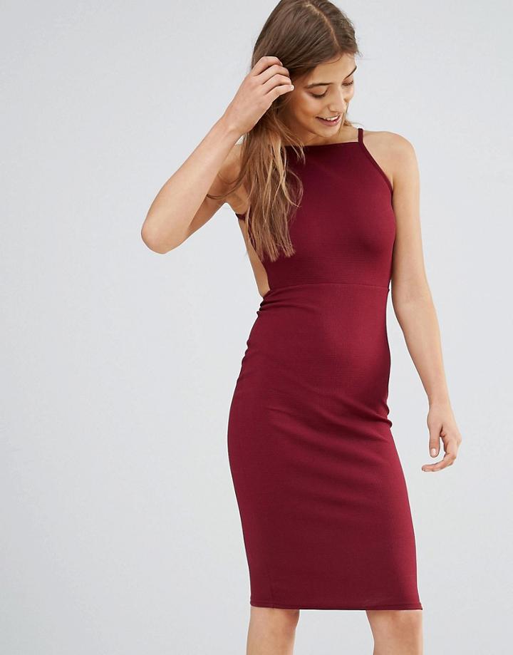 Oh My Love Ribbed Midi Dress - Red