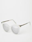 Asos Cat Eye Sunglasses With Metal Corner Detail - Blue