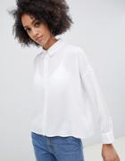 Asos Design Soft Cropped Shirt - White