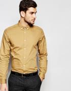 Asos Smart Shirt In Camel With Button Down Collar - Camel