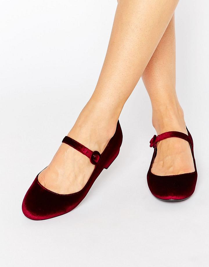 New Look Velvet Mary Jane - Red