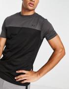 French Connection Sport Color Block Training T-shirt In Black Khaki-green