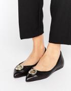 Love Moschino Metal Trim Flat Shoes - Black